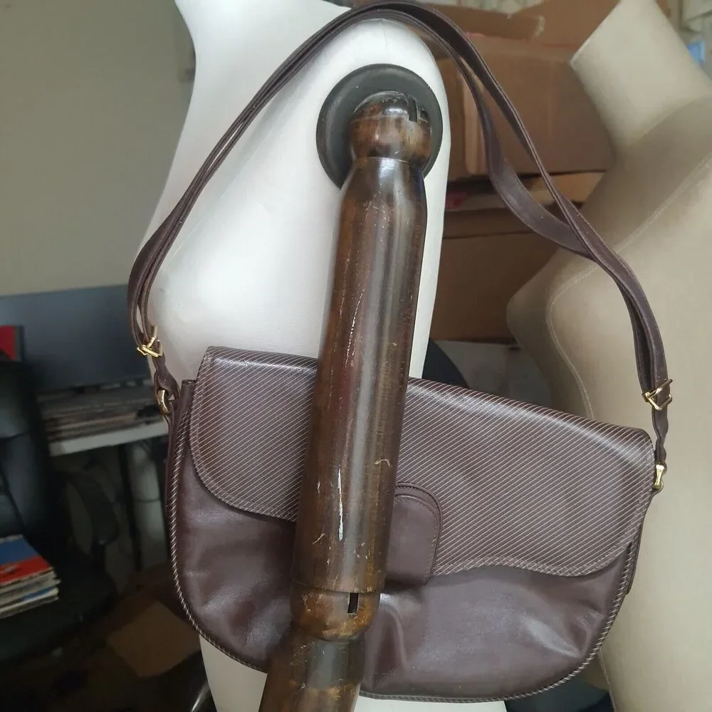 Vintage 1960s Brunettini Purse Leather Shoulder Bag Italian Designer Roma - Picture 13 of 13